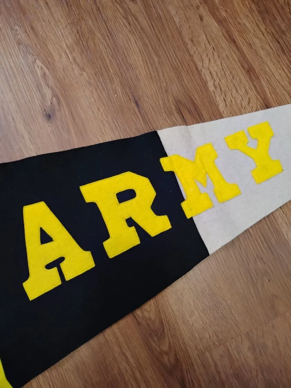 Vintage 50s Army US Military Academy Embroidered Sewn Pennant Flag